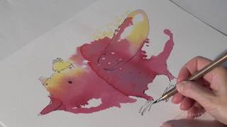 watercolor inspiration, Sigute Ach   liejimo technika  / Как рисовать из капель воды шаг за шагом