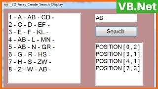 VB.NET Multidimensional Array - How To Create Search Display a 2D Array [ with source code ]