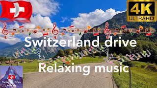 Driving in Switzerland, lake Lungern to Reichenbach with relaxing music in 4k, 60fps