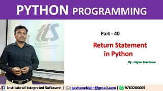 Part - 40 : Return Statement in Python | Hindi Language