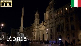 🇮🇹Rome Night Walk - Pantheon to Piazza Navona -【4K 60fps】