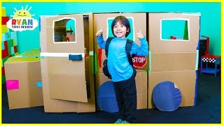 Ryan Pretend Play with School Bus Box Fort!