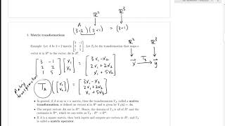 SFU MATH 232 6.1 Matrices as Transformations