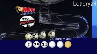 2018 10 02 Mega Millions Numbers and draw results