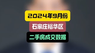 2024年9月份，石家庄裕华区二手房成交数据 石家庄房产 石家庄房价 石家庄买房