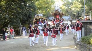 2014河南町だんじり祭り・壱須賀神社、宮出　大ヶ塚①（平成26年10月18日）