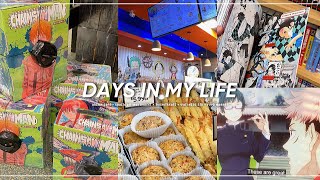 vlog: anime cafe, chainsaw man boxset unboxing, tokyotreats, watching jjk, food market, etc