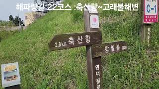 해파랑길 22코스 16.3km 소요시간 6시간30분,-코스:축산항~대소산봉수대~괴사리전통마을~대진항~고래불해변. 2024년4월26일 걷기여행한 그림입니다 감상하십시오