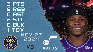 Oscar Tshiebwe Player Full High Lowlights vs NUGGETS 27 11 2024 Regular Season