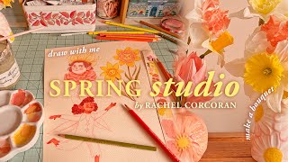 Spring Studio Day In My Life As An Illustrator ✿ Pack Shop Orders ✿ Bouquet Making, Drawing Practice