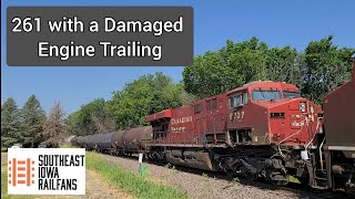 CPKC 261 with a Damaged Engine at Washington, Iowa