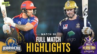 Match 30 - Karachi Kings Vs Quetta Gladiators - Full Match Highlights