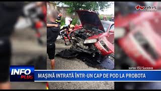 Mașină intrată într-un cap de pod la Probota