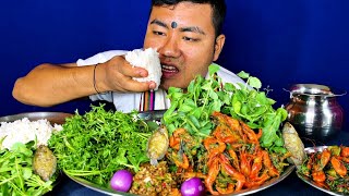 Raw Vegetables and Unique Shrimp 🦐 Curry ll Manipuri Mukbang