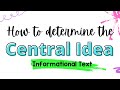 How to Determine the Central Idea of Informational Text