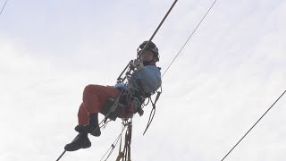 高さ10m以上…鉄塔の上の作業員を救助　四国電力送配電と高松市消防局が合同訓練