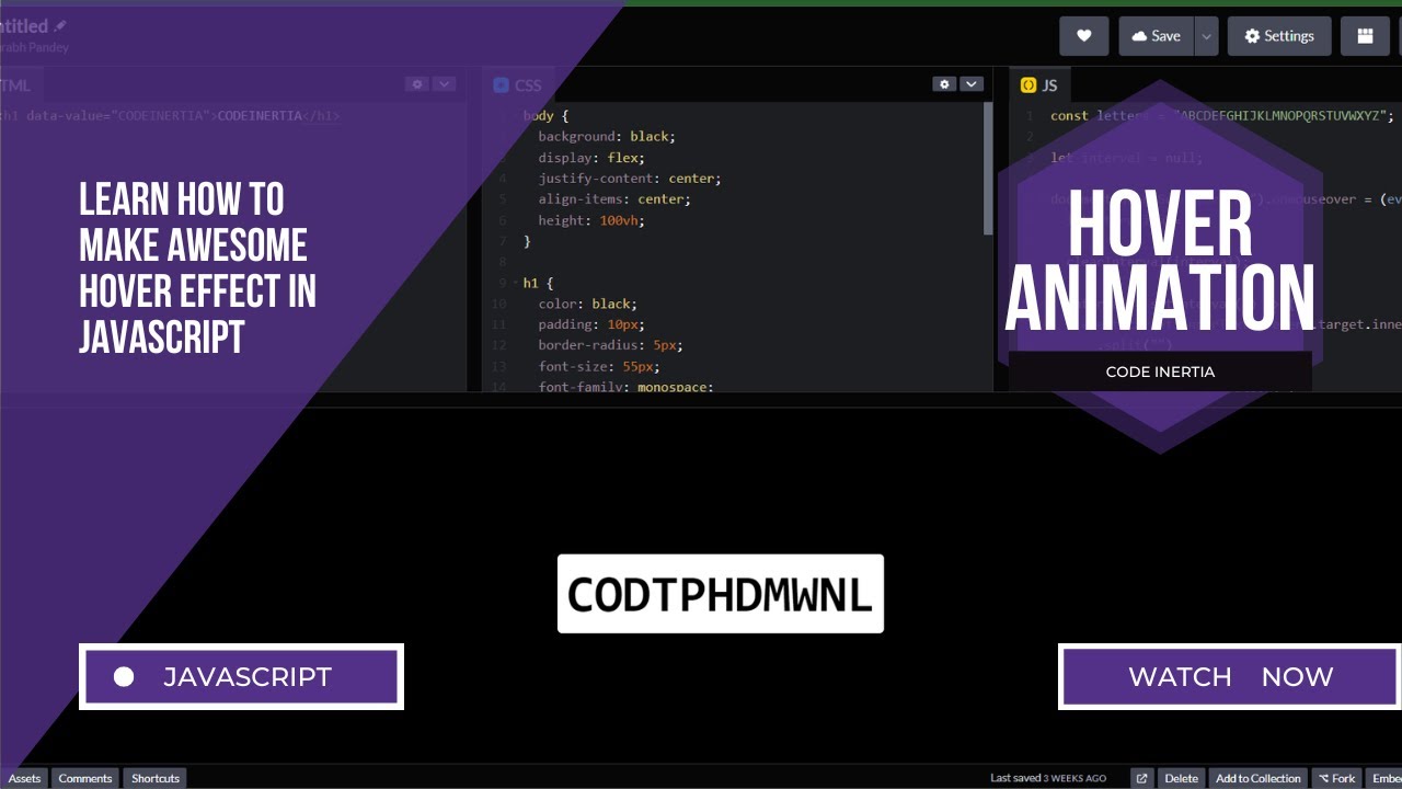 Futuristic Hover Effect Using Javascript Youtube