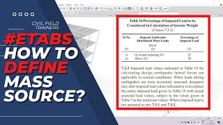 Mass Source in Etabs | How to define it? [Hindi] #etabs #structuralengineering