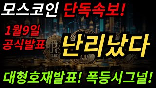 [모스코인전망] 모스코인 단독속보! 1월9일 공식발표! 난리났다! 대형호재발표! 폭등시그널 포착! #모스코인 #모스 코인 #모스코인전망