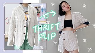 THRIFT FLIP / DIY Men's Blazer ➡️ Two Piece Skirt Suit ✨