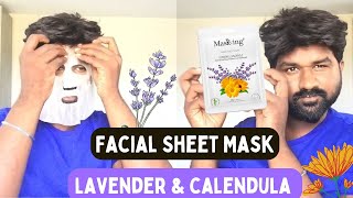 MasKing Bamboo Facial Sheet Mask of Lavender \u0026 Calendula for Skin Soothing Ideal for Women Men