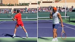 Rafael Nadal & Carlos Alcaraz - Practice Games IW 2022 [Court-Level, 4k 60fps]