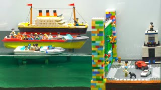 Lego Dam Breach Experiment - Tsunami Caused Lego Boat Crash & Lego Titanic Sinking