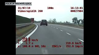 02.08.2019 - Oleśnica - Pirat na S8 pędził ponad 220 km/h