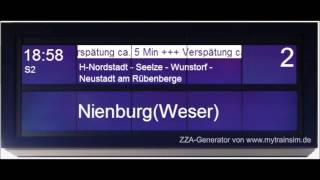 Bahnsteigansage für die S2 nach Nienburg