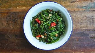 Stir Fried Spicy Water Spinach (Goreng Kangkung)