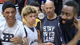 LaMelo Ball PLAYING IN InFront oF James Harden and Lonzo!! Big Ballers vs Compto