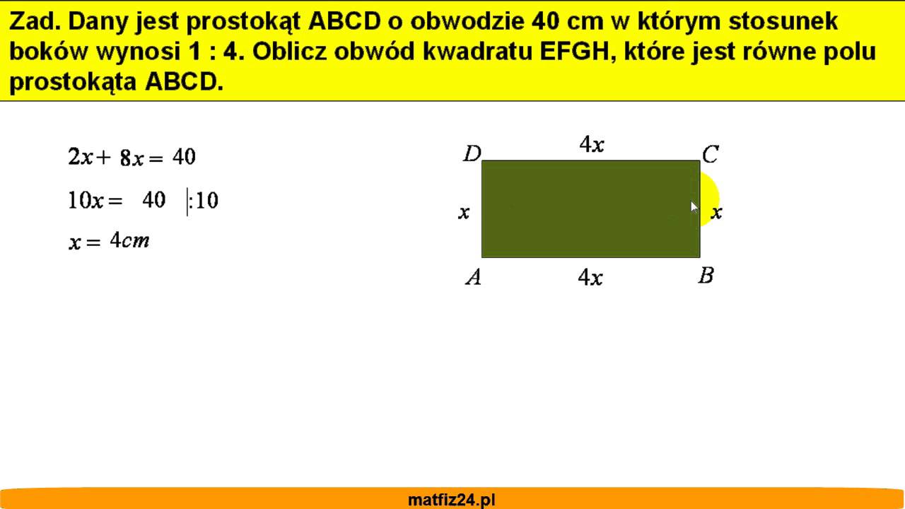 Oblicz Obwód Kwadratu, Gdy Podano Stosunek Boków - Zadanie - Matfiz24 ...