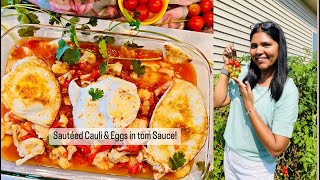 Sautéed cauliflower and eggs in tomato sauce | easy recipe | cauliflower and cherry tomatoes