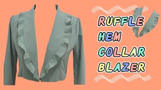 How to make ruffle hem collar blazer with only 1 meter fabric in 30 mins!!! Practical sewing project