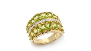 Technibond DiamondAccented DoubleRow Oval Gemstone Ring