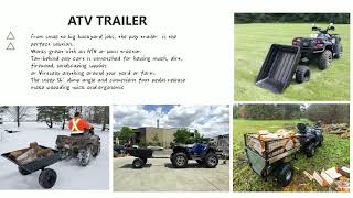 Light multipurpose tipping ATV trailer, max  load 300 kg, easy to maneuver