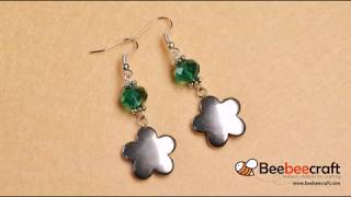 Beebeecraft tutorials on how to make Tibetan Flower Glass Bead Dangle Earrings