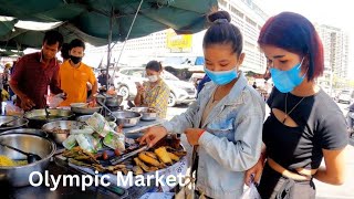 Best Street Foods in Phnom Penh City | Olympic Market Pork Ribs, Fish, Fruits #travel #streetfoods