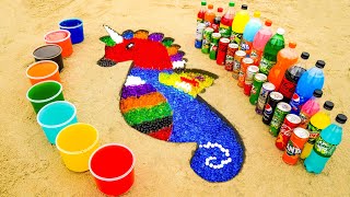 How to make Rainbow Unicorn Seahorse with Orbeez from Coca Cola, Mtn Dew, Popular Sodas & Mentos