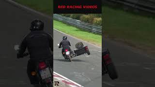 Crazy biker does a wheellie with the sidecar.  #shorts #nürburgring #bike