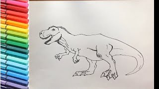 How to Draw and Color the T-Rex From Jurassic World - dinosaurs Color Pages Tyrannosaur