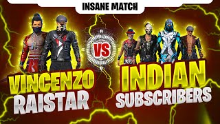 Vincenzo + Raistar vs Indian Subscribers || Free Fire Legends Vs Subscribers Insane Gameplay