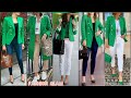 Ladies Best Combination Of Green Blazers And Pants Outfits For An Elegant Lookbook