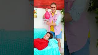CRAZY PRANK with a water balloon || OMG I laughed at how scared he was 🤣 #shorts