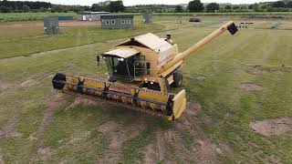 Using the unloading auger on our new combine