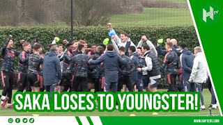 Saka LOSES training drill to academy product and Arsenal squad celebrate in training! 😂🎉