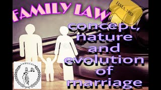 CONCEPTS \u0026 EVOLUTION OF MARRIAGE AS AN INSTITUTION| FAMILY LAW | HMA, 1955| HINDU  LAW | WITH NOTES