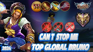 BRUNO CAN'T STOP ME TOP GLOBAL BUILD 2024 SOLO RANKED PLAY - MOBILE LEGENDS