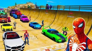 Continuation next Epic challenge jump Ramp Mount Chiliad Spiderman BMW Cars Audi Monster Truck GTA v