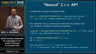 CppCon 2018: “Multi-Precision Arithmetic for Cryptology in C++, at Run-Time and at Compile-Time”